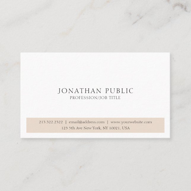 White Sleek Plain Professional Modern Elegant Business Card (Front)
