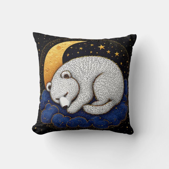☁️🐻 White Sleeping Bear Cloud Cosy Decor Gift ✨ Cushion (Front)