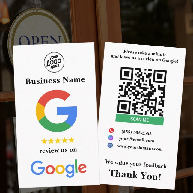 White Small Business Google Review Link Template Business Card (Creator Uploaded)
