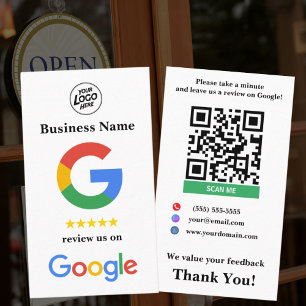 White Small Business Google Review Link Template Card