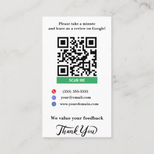 White Small Business Google Review Link Template Card