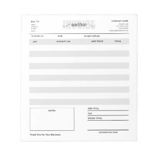 White Small Business Invoice Order Sales Receipt Notepad