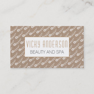 White small flowers on kraft paper rustic business card