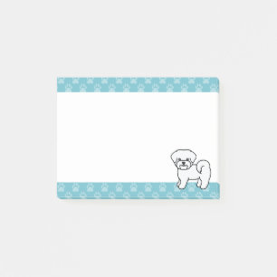 White Smiling Cartoon Maltese Puppy Dog Drawing Post-it Notes