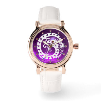 WHITE SNAKE DRAGON Black Purple Amethyst,Pink Gems Watch