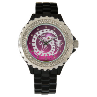 WHITE SNAKE DRAGON Pink Purple Amethyst Gem Stones Watch