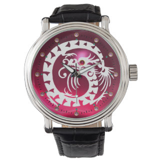 WHITE SNAKE DRAGON Pink Purple Amethyst Gem Stones Watch