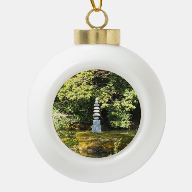 White Snake Pagoda / Hakuja No Tsuka Ceramic Ball Christmas Ornament (Front)