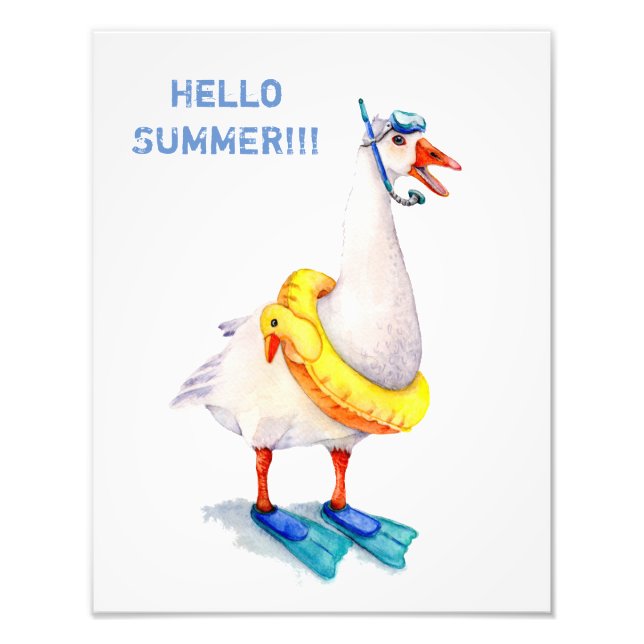 White Snorkelling Goose Photo Print (Front)