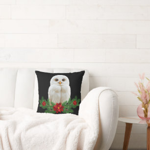 White Snow Christmas Owl Cushion