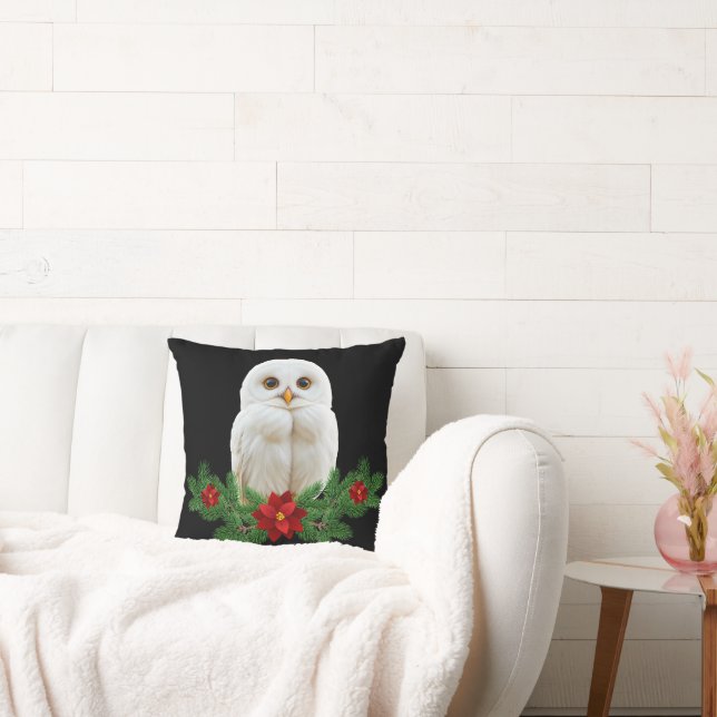 White Snow Christmas Owl Cushion (Couch)