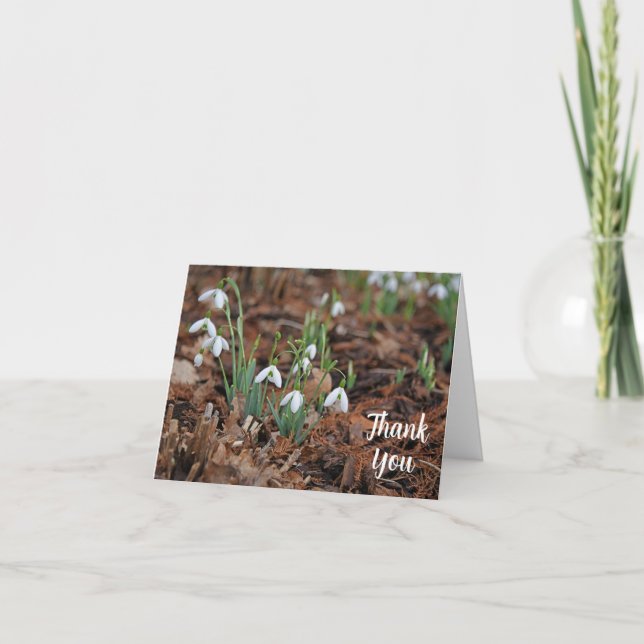 White Snow Drop Celebration Thank You Card (Front)