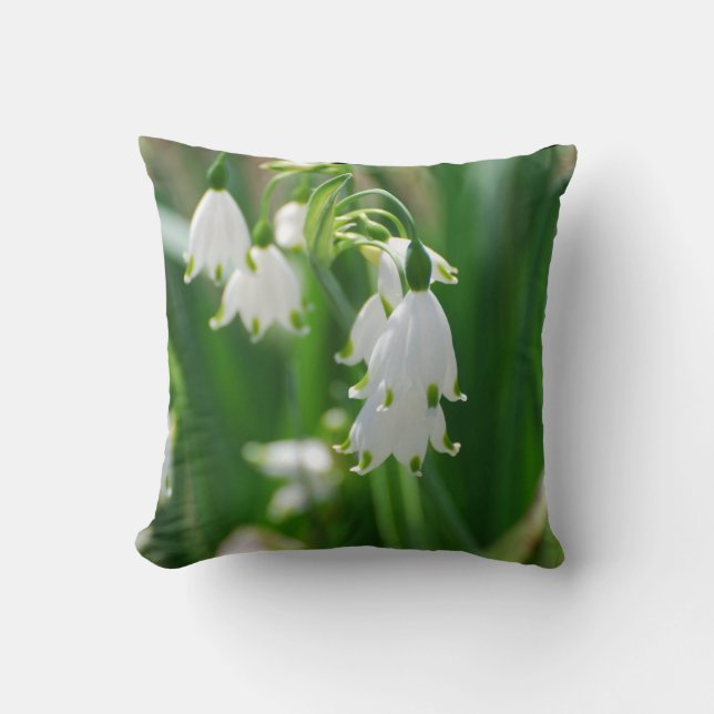 White Snow Drop Lilies Cushion (Front)