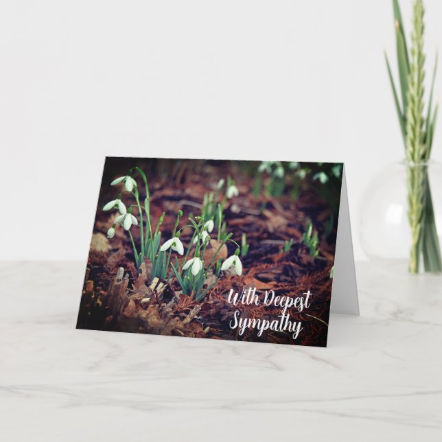 White Snow Drops With Deepest Sympathy Card (Front)