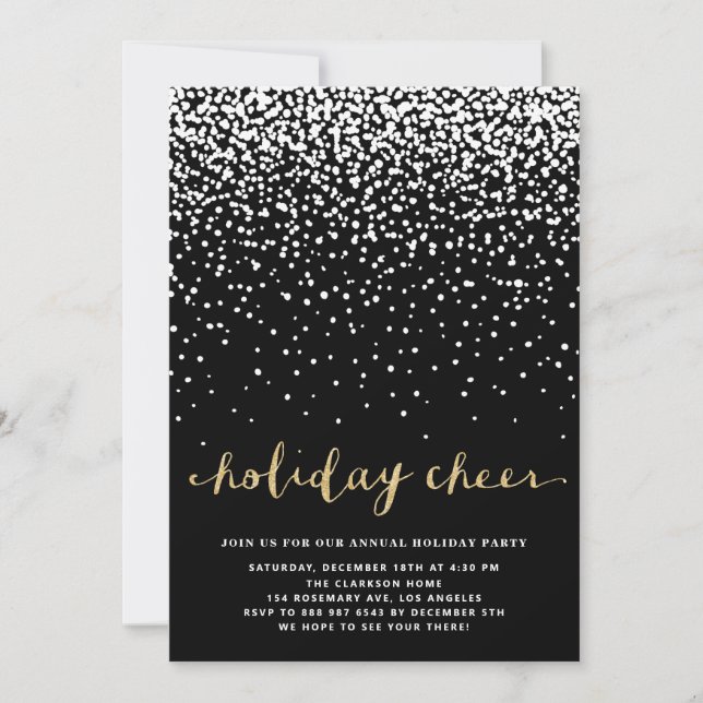 White Snow | Faux Glitter Holiday Party Invitation (Front)