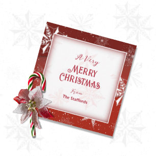 White Snow on Red Canvas Christmas Invitation