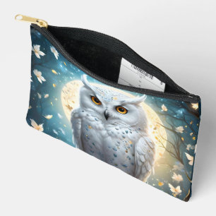 White Snow Owl With Sparkle, Crew Socks Accessory Pouch