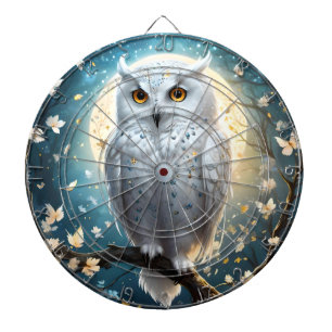 White Snow Owl With Sparkle, Dartboard