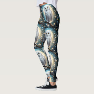 White Snow Owl With Sparkle, Leggings
