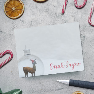 White Snow Santa Llama Sticky Post-it® Notes