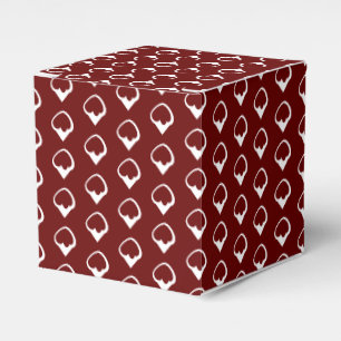 White snow snowflakes burgundy maroon gift favour box