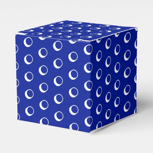 White snow snowflakes dots cobalt blue gift favour box (Front Side)