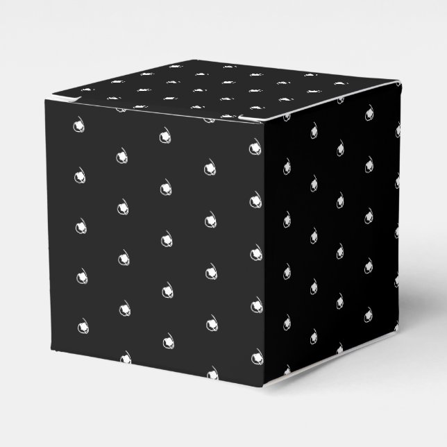 White snow snowflakes pattern black gift favour box (Front Side)