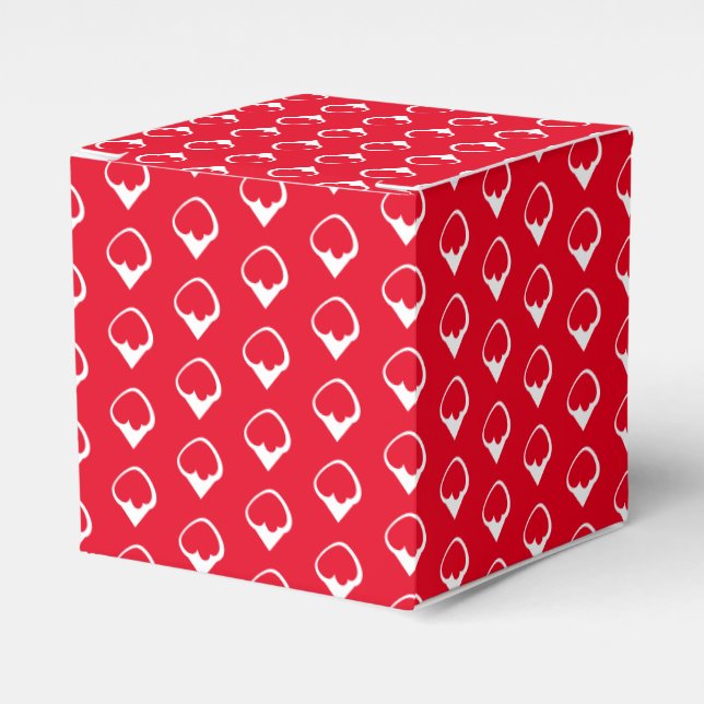 White snow snowflakes red gift favour box (Front Side)