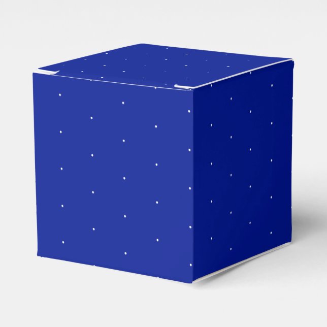 White snow snowflakes tiny small dots cobalt blue favour box (Front Side)