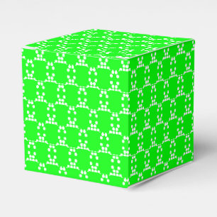 White snow star snowflakes dots pattern neon green favour box
