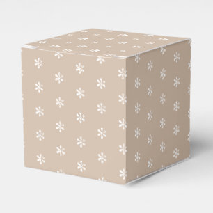 White snow star snowflakes pattern beige tan gift favour box