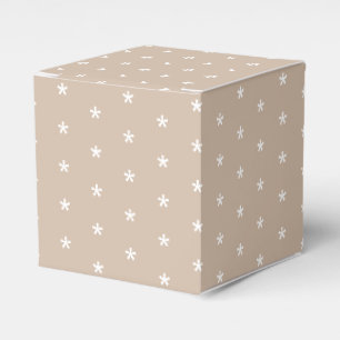 White snow star snowflakes pattern beige tan gift favour box