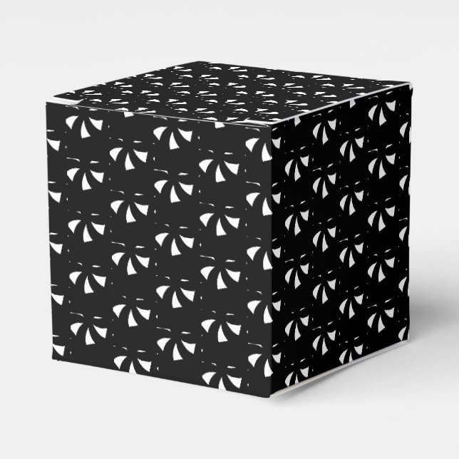 White snow star snowflakes pattern black gift favour box (Front Side)