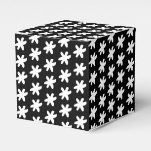 White snow star snowflakes pattern black gift favour box