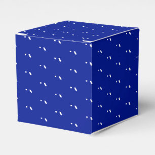 White snow star snowflakes pattern cobalt blue favour box
