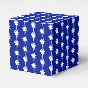 White snow star snowflakes pattern cobalt blue favour box