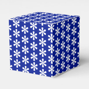 White snow star snowflakes pattern cobalt blue favour box