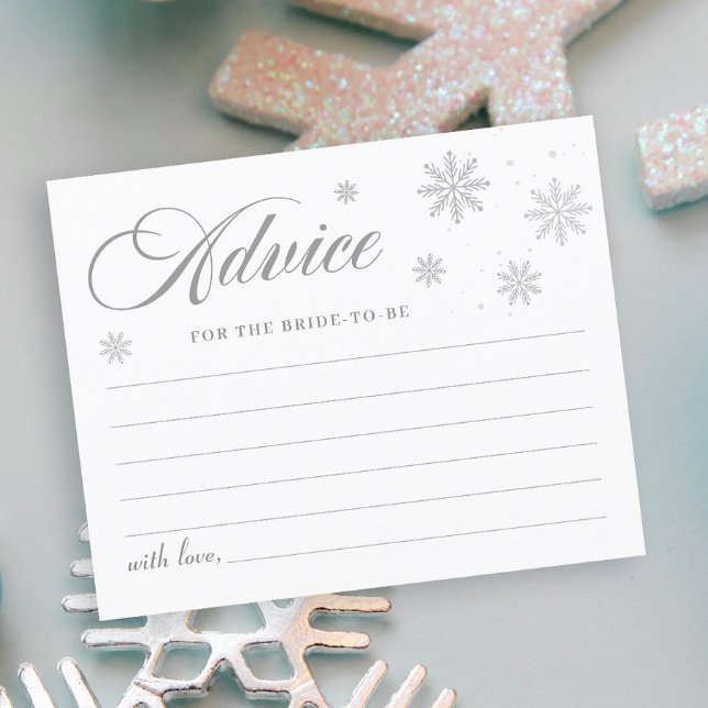  White Snow Winter Bridal Shower advice Card (Creator Uploaded)