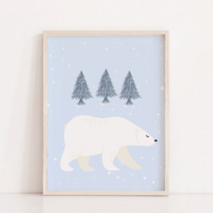 White Snow Winter Polar Bear Nursery Wall Decor