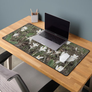 White Snowdrops in Spring Grass Desk Mat