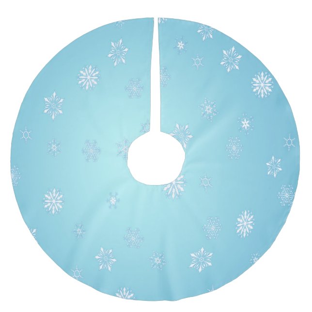 White Snowflake Brushed Polyester Tree Skirt (Front)