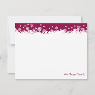 White snowflake custom holiday red thank you card
