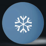 White Snowflake Design on Blue Ping Pong Ball<br><div class="desc">White snowflake design on both sides of a blue ping-pong ball.</div>