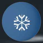 White Snowflake Design on Blue Ping Pong Ball<br><div class="desc">White snowflake design on both sides of a blue ping-pong ball.</div>
