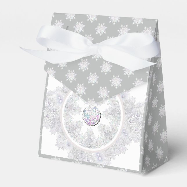 white snowflake favour box (Front Side)