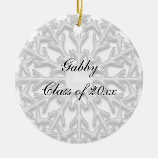 White Snowflake Graduation Photo Ceramic Tree Decoration