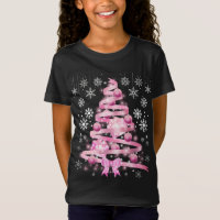 White Snowflake Light Pink Ribbon Christmas Tree  