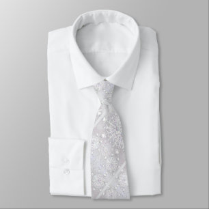 White snowflake neck tie