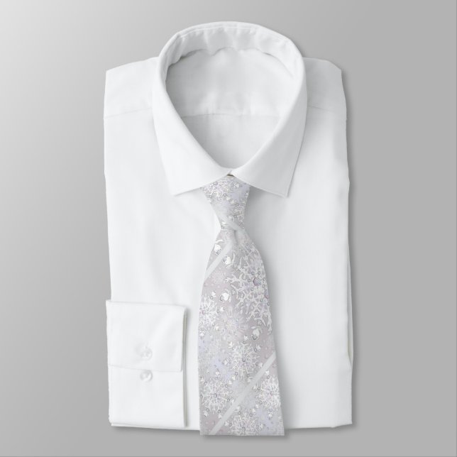 White snowflake neck tie (Tied)