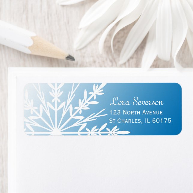 White Snowflake on Blue Return Address (Insitu)